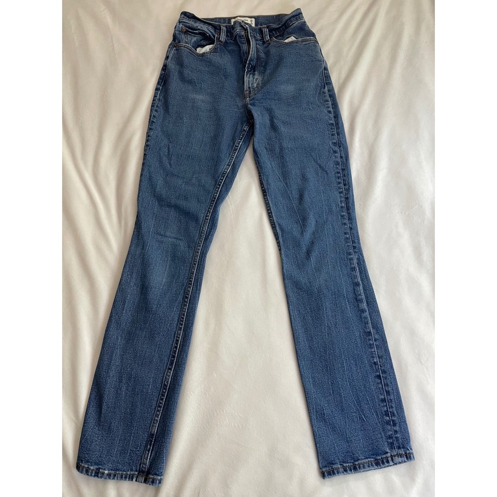 Abercrombie & Fitch Curve Love Slim Straight Ultra‎ High Rise Jeans Blue 26
